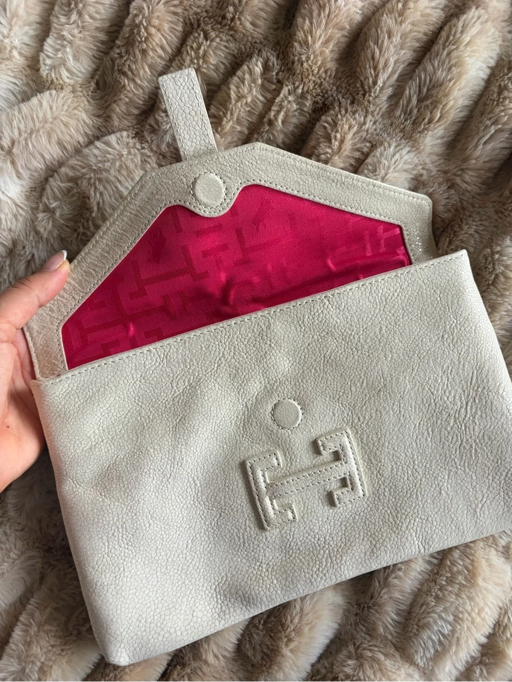 White Leather Clutch